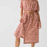 Faherty Carmel Dress Spice Red Sunrise Floral L Photo 0