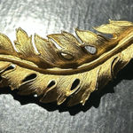Vintage Signed 1961 Coro 3" Textured Large Gold Tone Leaf Brooch Pin Classic Photo 0