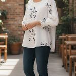 Kindred L White Embroidered Peasant Blouse Anthropologie Boho Cottagecore Top Photo 0