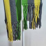 Lands' End Gray Stripe Knit Scarf with Fringe One Size Preppy Stripe Scarf Photo 1