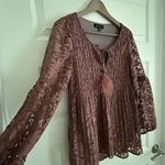 Melissa Paige Lace Blouse Brown Size M Photo 2