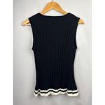 Belldini Womens XL Navy & White Ribbed Sleeveless Knit Top With Square Neckline Photo 4
