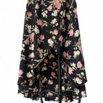 Soprano  Black and pink floral maxi skirt with tie waist - Size XS Photo 1