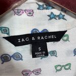 Zac & Rachel Sunglasses Button Up Shirt Blouse White Multi Small Long Sleeve Photo 8