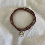Fossil  Brown Suede Bracelet or Necklace Enamel Round M‎ Charm Rustic Boho Vibes Photo 0