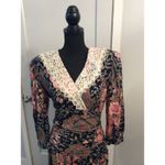 Vintage Dawn Joy Size 9/10 Floral Cottage Prairie V Neck Maxi lace Collar 90's Photo 5