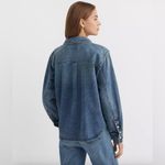 Loft  Blue Denim Button Down Shirt with detachable tie. Size PM. NWT Photo 1