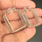 Vintage Signed 925 MEX Sterling Silver Triple Hollow Tube Square Hoop Earrings Photo 12