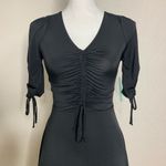 Abound  Mini Dress Juniors XS NWT Ruched Front Sleeves LBD Classic Basic Black Photo 3