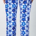 ZARA Jeans Straight Leg High Rise Daisy Print Boho Hippie Floral Blue White 4 Photo 1