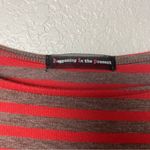 H.I.P. Brown & Orange Striped Straight Neck Top Size M Photo 2