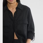Aritzia NEW  Babaton Button Up Utility Linen Shirt Black Photo 5