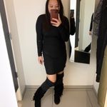 H&M Ribbed Bodycon Dress Long Sleeve Mini Dress Casual Black Womens Small Photo 1