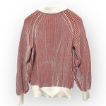 Vince Camuto contrasting ribbed knit henley pullover sweater, red and cream,sz M Size M Photo 5