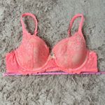 Victoria's Secret Body By Victoria Hot Pink Coral Lace & Gemstone Padded Lined Demi Bra Photo 10