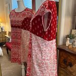 Melange Red and White Geometric Mini Dress Size L Photo 6