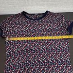 Lauren by Ralph Lauren Blue Geometric Crew Neck Short Sleeve Knit Top Medium Photo 8