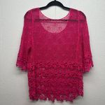 Crochet Cottagecore Gardengirl Beach Chic Bohemian Womens Knit Pullover Medium Pink Photo 6