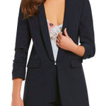 Gianni Bini Navy Blue Jemma Ruched 3/4 Sleeve Shawl Collar Twill Boyfriend Blaze Photo 0