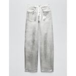 ZARA Metallic Mid-Rise Boyfriend Jean Silver Sz 6 Photo 2