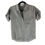 Everlane Womens Blouse Top Silk Button Down Pocket Lightweight Gray XS Photo 0