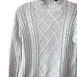 Old Navy Light Gray Mock Neck Cable Knit Pullover Sweater Photo 3