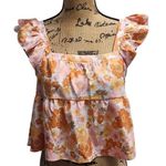 SheIn  Floral‎ Flutter Sleeve Babydoll Crop Top Ruffle Summer Blouse Size S/4 Photo 0