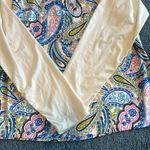 Athleta  1x white sleeves floral quarter zip lightweight stretchy bright cute Photo 3