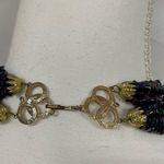 Vintage Black Carnival Glass Multi Strand Beaded Necklace 12 Strands Statement Purple Photo 6