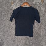 Brooks Brothers  Dark Blue Ribbed Silk Top Short Sleeve Fitted Womens Large Photo 3