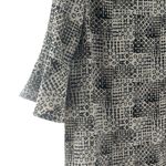 Garnet Hill  100% Silk Bell Flare Sleeve Shift Beige Black Midi Dress size 10 Photo 2