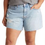Madewell  High Rise The Mom Jean Shorts Distressed Size 22W Light Wash‎ Photo 0