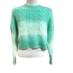 Love Tree  Pistachio Ombre Oversized‎ Cropped Cable Knit Sweater Juniors Large Photo 1