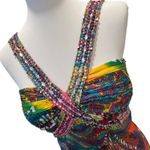 Vintage Formal Dress Small Y2K Long Maxi Holiday Party Colorful Beaded Tropical Pink Photo 5