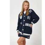 Guess NWT Eco 81 Patch Varsity Cardigan Navy Blue Oversized Patches Y2K XL Photo 3