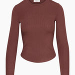 Babaton  maroon wine burgundy knit ribbed long‎ sleeve top Photo 0