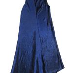 Vince NWT  Asymmetrical Crinkled Satin Midi in Ink Blue Bias Cut Dress L $295 Photo 4
