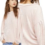 We The Free Free People  Milan Crushed Velvet Top Women's XS Blush Pink Oversized Photo 2