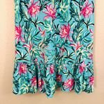 Stella Parker Collection Tropical Floral V Neck Tassel Sleeveless Ruffle Dress L Blue Size L Photo 5