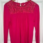 Philosophy Long Sleeve Magenta Pink Blouse Swing Top Lace Crochet Size Small Photo 1