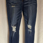 Indigo Rein  Dark Blue Distressed Skinny Jeans Photo 0