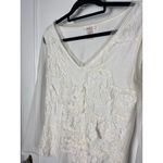 Sundance Women's Ivory Lightweight Lace Sleeve Overlay Knit Blouse Top Size S Photo 1
