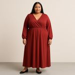 Women's Amazon Essential's Red Polyester Dress with Pockets Photo 1