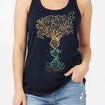 Kizmet Yogawear Eco Hybrid Tank Top XL Tree DNA Graphic Racerback Made in USA Black Photo 0