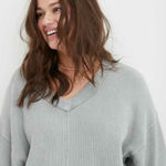 Aerie  WONDER TEXTURED RIBBED PULLOVER SWEATER GRAY SMALL Photo 0