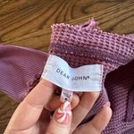 Dear John  Plum Berry Waffle Knit Cotton Blend Raw Hem Henley Long Sleeve S Photo 2