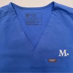 FIGS SCRUBS Ceil Blue Catarina One-Pocket Scrub Top Embroidered "M." Size Small Photo 1