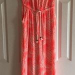 Gap  Strapless Neon Pink Leaf Pattern Maxi Dress Size XS Photo 0