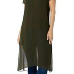 Colleen Lopez Maxi Tunic with Knit Underlayer Size XS Dark Elm NWOT Green Photo 0