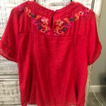 Red Dress Boutique Red Embroidered Shirt Photo 1